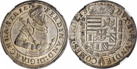 AUSTRIA. Taler, ND (1564-95). Hall Mint. Ferdinand Erzherog. NGC AU-55.
Dav-8097. A boldly struck Taler with fine detail, frosty surfaces, and gray t...