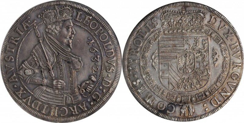 AUSTRIA. Taler, 1632. Hall Mint. Leopold I. PCGS Genuine--Tooled, Unc Details Go...