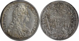 AUSTRIA. Taler, 1733. Hall Mint. Charles VI. PCGS AU-58 Gold Shield.
KM-1639.1; Dav-1055. Five dots below bust. A nice wholesome lightly circulated e...