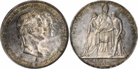 AUSTRIA. 2 Gulden, 1854-A. Franz Joseph I. PCGS MS-62 Gold Shield.
KMX-M3. Struck to commemorate the wedding of Emperor Franz Joseph. Sharply struck ...