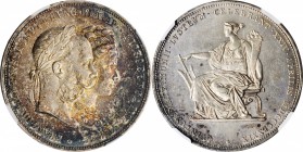 AUSTRIA. 2 Florin, 1879. Vienna Mint. Franz Joseph I. NGC MS-63.
KMX-M5; Dav-31. Struck to commemorate the wedding jubilee of Franz Joseph and Elizab...