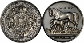 AUSTRIA. Silver Horse Breeding Prize Medal Issued for Winning an Award at the 1900 Paris World's Fair. EXTREMELY FINE.
57.4 mm. 86.68 gms. Ornate gri...