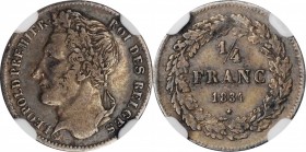 BELGIUM. 1/4 Franc, 1834. Brussels Mint. Leopold I. NGC VF-25.
KM-8. With signature variety. The more common of the two varieties, this type contains...