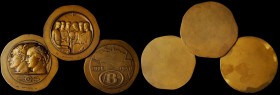 BELGIUM. Uniface Artist Bronze Proof Trials (3 Pieces), ND. UNCIRCULATED.
Each trial piece is irregularly round and about 93 mm in diameter, and all ...