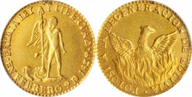 BOLIVIA. Gold Medallic Escudo, 1839. Potosi Mint. Republic. NCS VF Details--Mount Removed.
17.8mm; 3.35 gms. Fonrobert-9524. Commemorating the granti...