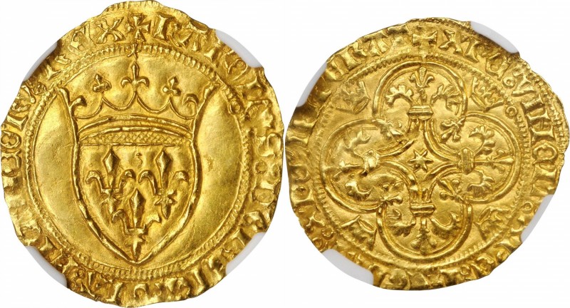 FRANCE. Ecu d'Or, ND (1380-1422). Toulouse Mint. Charles VI. NGC MS-62.
3.82 gm...