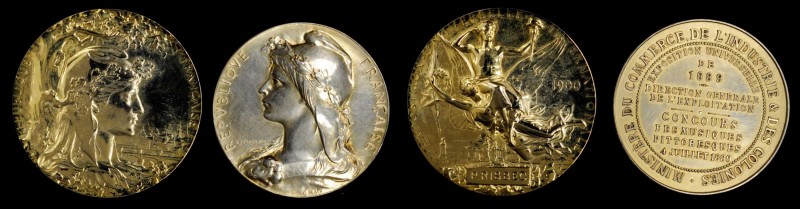 FRANCE. Duo of Exposition Medals, 1889 & 1900 (2 Pieces). Grade Range: AU to UNC...