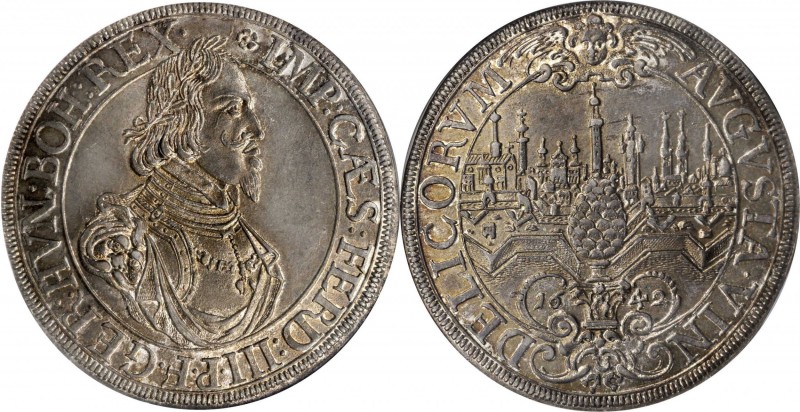 GERMANY. Augsburg. Taler, 1642. NGC MS-62.
KM-77; Dav-5039. A well struck and f...