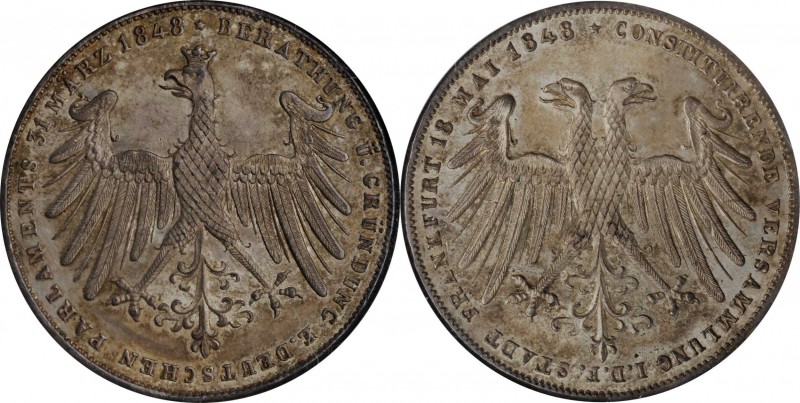 GERMANY. Frankfurt. 2 Gulden, 1848. NGC MS-65.
KM-337. Mintage: 8600. Struck to...