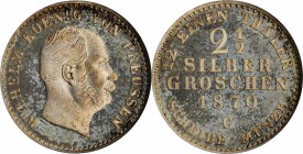 GERMANY. Prussia. 2-1/2 Silber Groschen, 1870-C. Cleve Mint. Wilhelm I. NGC PROOF-67.
KM-486. A lovely Superb Gem with hard flashy surfaces and light...