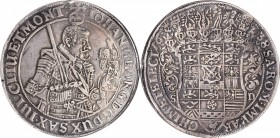 GERMANY. Saxony. Taler, 1638-SD. Dresden Mint. Johann Georg I. NGC EF-45.
KM-132; Dav-7601. Tied with just one other example as the finest in the NGC...