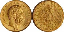 GERMANY. Saxony. 20 Mark, 1894-E. Muldenhutten Mint. Albert. NGC MS-64.
Fr-3842; KM-1248. Coin is well struck with bountiful luster.
From the Estate...