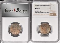 GERMANY. Empire. Mark, 1886-F. Stuttgart Mint. Wilhelm II. NGC MS-65.
KM-7. A sharply struck beautiful Gem with gorgeous multi-color toning displayin...