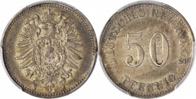 GERMANY. Empire. 50 Pfennig, 1875-H. Darmstadt Mint. PCGS AU-55 Gold Shield.
KM-6. Toned a deep brownish gray. A SCARCE date, perhaps the key, of thi...