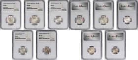 GERMANY. Empire. Quintet of Mixed Denominations (5 Pieces), 1875-1907. All NGC Certified.
1) Mark, 1875-D. NGC AU-58. KM-7. 2) Mark, 1907-D. NGC MS-6...