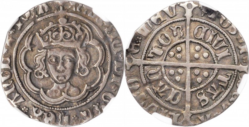 GREAT BRITAIN. 1/2 Groat (2 Pence), ND (1485-1509). Canterbury Mint; im: Tun/Lis...