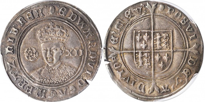 GREAT BRITAIN. Shilling, ND (1551-53). London Mint; im: Tun. Edward VI. PCGS Gen...