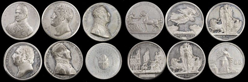 GREAT BRITAIN. Sextet of White Metal Medals (6 Pieces), 1801-14. Grade Range: EF...