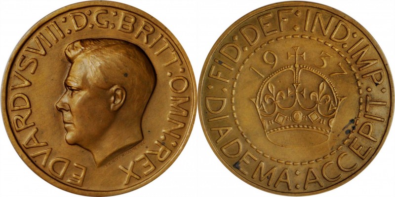 GREAT BRITAIN. Edward VIII Unofficial Coronation Medal in Bronze, 1937. NEAR MIN...