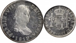 GUATEMALA. 2 Reales, 1819-NG M. Guatemala Mint. Ferdinand VII. NGC MS-64 Prooflike.
KM-67. A blast white and flashy coin with somewhat frosty devices...