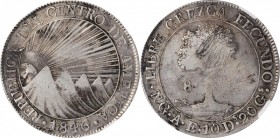 GUATEMALA. Central American Republic. 8 Reales, 1846/2-NG. Guatemala Mint. NGC EF Details--Reverse Tooled.
KM-4. Nicely detailed obverse with light g...