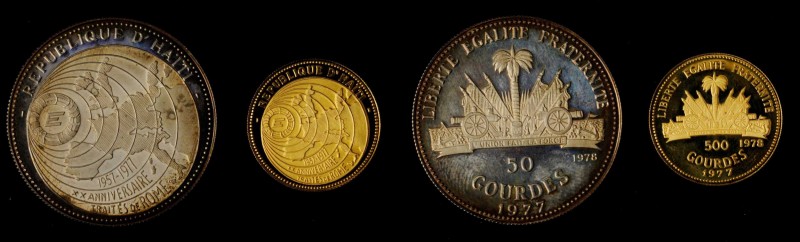 HAITI. Anniversary of European Market Proof Set (2 Pieces), 1977. Both BRILLIANT...