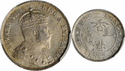 HONG KONG. 10 Cents, 1904. London Mint. PCGS MS-65 Gold Shield.
KM-13; Mars-C19. A wondrous Gem, presenting intensely argent surfaces that feature so...