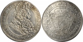 HUNGARY. Taler, 1693-KB. Kremnica Mint. Leopold I. VERY FINE.
Dav-3263; KM-214.6. Slightly off center strike with some weakness in the rim above bust...