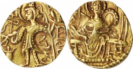 INDIA. Kushan Empire. Dinar, ND (ca. 350-75). Mint I (A). Kipunada (Shkinatha?). VERY FINE.
7.81 gms. Gobl-596. Obverse: King standing left, sacrific...