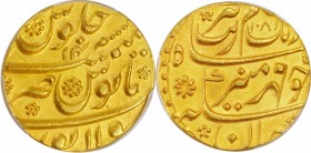 INDIA. Mughal Empire. Mohur, AH 1081 Year 14 (1683). Aurangabad Mint. Muhayyi-Ud-Din Muhammad Aurangzeb Alamgir. PCGS MS-61 Gold Shield.
10.95 gms. F...