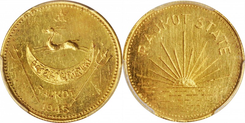 INDIA. Rajkot. Mohur Restrike, 1945. PCGS MS-64 Gold Shield.
Fr-1368; KMX-1. An...