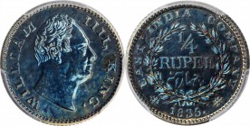 INDIA. East India Company. 1/4 Rupee Restrike, 1835-(C). Calcutta Mint. William IV. PCGS PROOF-63 Gold Shield.
KM-448.6; S&W-1.70. Prooflike restrike...