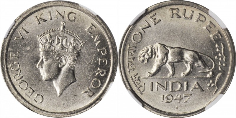 INDIA. Rupee, 1947. Bombay Mint. NGC MS-62.
KM-559. Struck in the last days of ...
