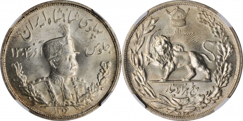 IRAN. 5000 Dinars (5 Kran), SH 1306 (1927)-L. Leningrad Mint. NGC MS-63+.
KM-11...