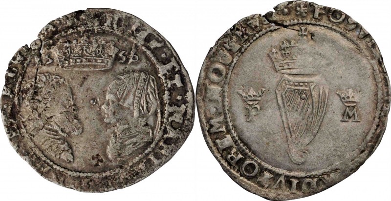 IRELAND. Groat (4 Pence), 1556. London Mint; im: Cinquefoil. Philip & Mary. NGC ...