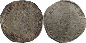IRELAND. Shilling, ND (1558). London Mint; im: Rose. Elizabeth I. PCGS VF-25 Gold Shield.
S-6503. Base silver issue. Rather crudely produced and fair...