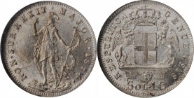 ITALY. Genoa. 10 Soldi, 1814. NGC MS-65.
KM-286. A lovely and sharply struck little Gem displaying nice cartwheel luster.
Estimate: $200.00- $250.00
