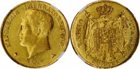 ITALY. Kingdom of Napoleon. 20 Lire, 1812-M. Milan Mint. Napoleon I. NGC AU-53.
Fr-7; KM-11. Highly presentable with noteworthy flash remaining aroun...