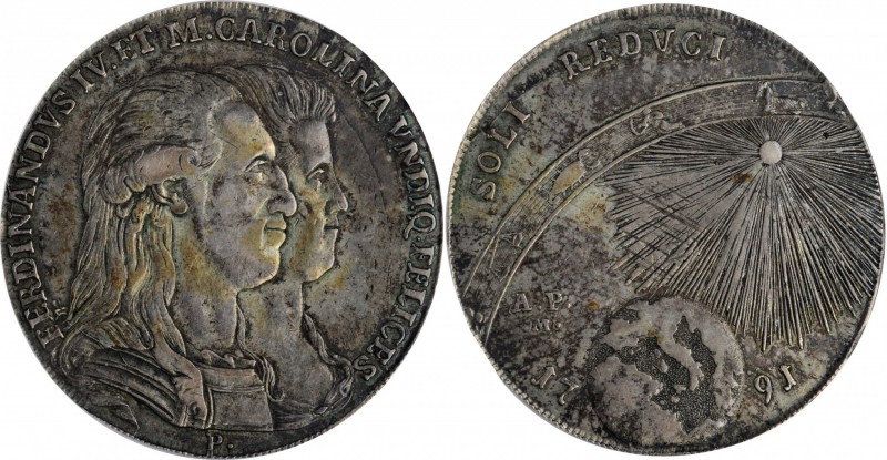ITALY. Naples & Sicily. 120 Grana, 1791. Ferdinand IV. PCGS EF-40 Gold Shield.
...
