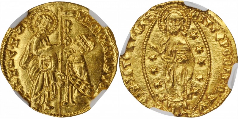 ITALY. Venice. Ducat, ND (1400-13). Michele Steno. NGC MS-65.
Fr-1230; Paolucci...