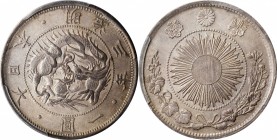 JAPAN. Yen, Year 3 (1870). Mutsuhito (Meiji). PCGS MS-62 Gold Shield.
KM-Y-5.1; Dav-273; JNDA-01-9. Type 1 with border. A pleasing, nearly choice spe...
