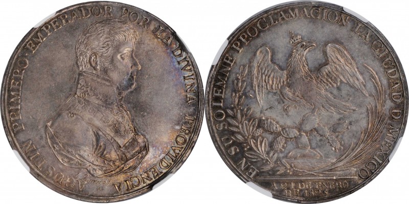 MEXICO. Mexico City. Augustin I Iturbide Silver Proclamation Medal, 1823. NGC AU...