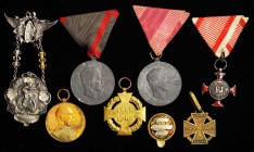 AUSTRIA. Septet of Military and Civilian Award Medals (7 Pieces), 19th to 20th Centuries. Grade Range: VF to AU.
Includes an Austrian Army Cross, Bar...