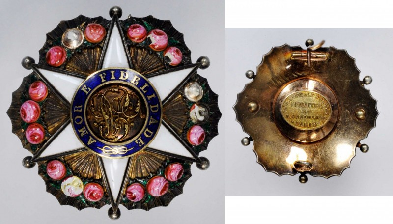 BRAZIL. Order of the Rose Officer's Breast Star, Instituted 1829. Metal Parts EX...
