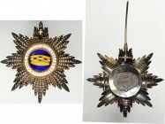 ITALY. Order of the Crown of Italy -- Grand Officer's Breast Star, Instituted 1868. NEAR MINT.
83 mm. Barac-811; Werlich-470. Choice multi-color enam...