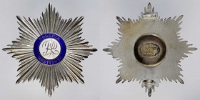 POLAND. Polonia Restituta Order Breast Star, Instituted 1921. EXTREMELY FINE.
77.5 mm. Barac- 198; Werlich- 1019. Eight-pointed multi-rayed silver pl...