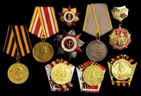 RUSSIA. Nonet of Military Orders, Medals and Pins (9 Pieces). Grade Range: EF to UNC.
Includes an Order of the Patriotic War, Barac-995 and a numbere...