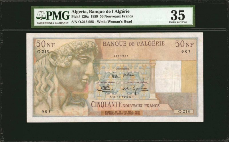 ALGERIA. Banque de L'Algerie. 50 Nouveaux Francs, 1959. P-120a. PMG Choice Very ...