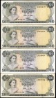 BAHAMAS. Central Bank of the Bahamas. 10 Dollars, 1974. P-38b. Very Fine.
4 pieces in lot. A quartet of 10 Dollar Bahamas notes, all which display mo...