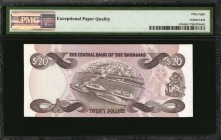 BAHAMAS. Central Bank of the Bahamas. 20 Dollars, 1974 (ND 1984). P-47b. PMG Choice About Uncirculated 58 EPQ.
Printed by TDLR. Watermark of sailing ...